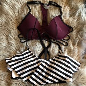 PINK swim top bundle! 2 strappy back swim tops SM